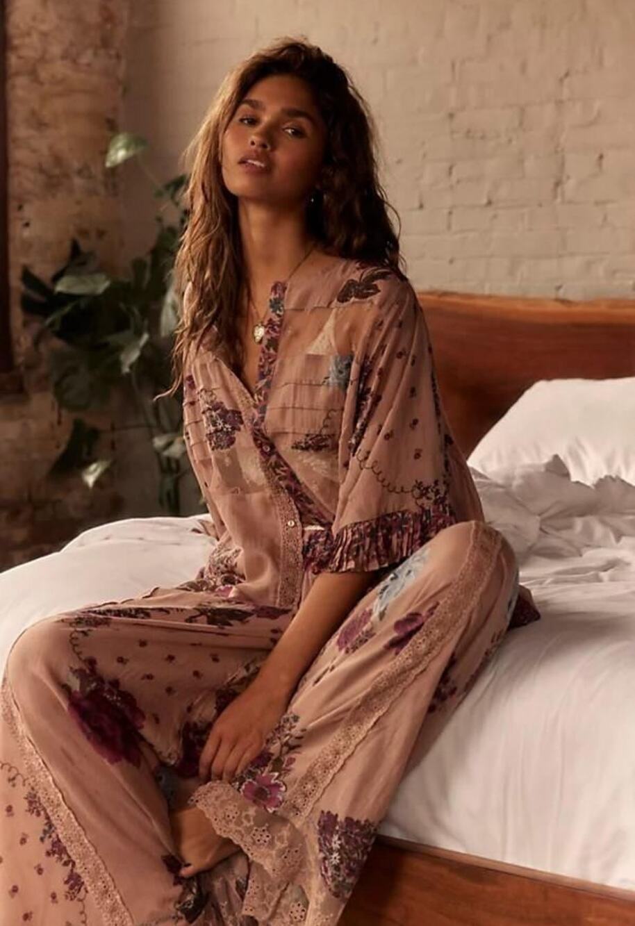 NWT Free People Hey Lover Printed Sleep Pants | Frappe Combo | Size L